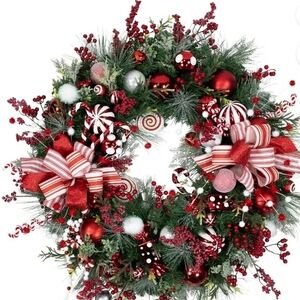 Festive Red and Green Holiday Wreath
